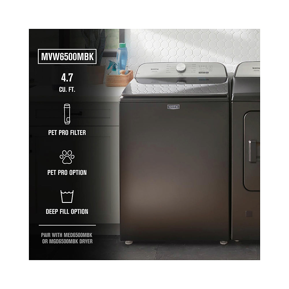 Maytag - 4.7 Cu. Ft. High Efficiency Top Load Washer with Pet Pro System - Volcano Black_6