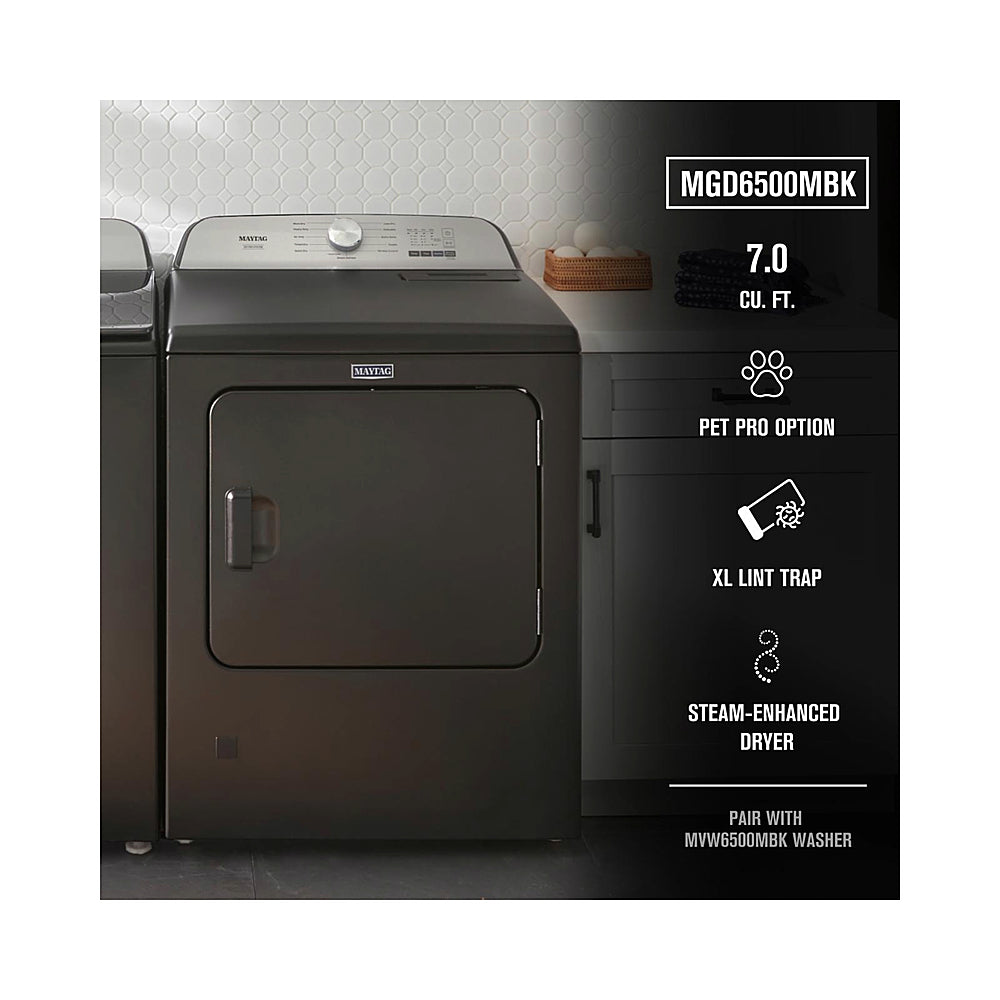 Maytag - 7.0 Cu. Ft. Gas Dryer with Steam and Pet Pro System - Volcano Black_3