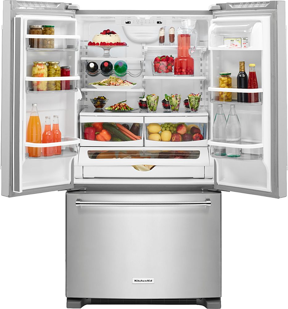 KitchenAid - 25 cu. ft. French Door Refrigerator with Interior Water Dispenser - Stainless Steel_1