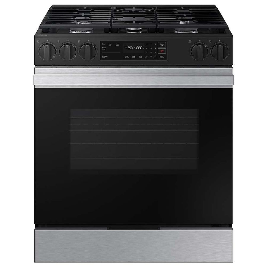 Samsung - OPEN BOX Bespoke 6.0 Cu. Ft. Slide-In Gas Range with Precision Knobs - Stainless Steel_0