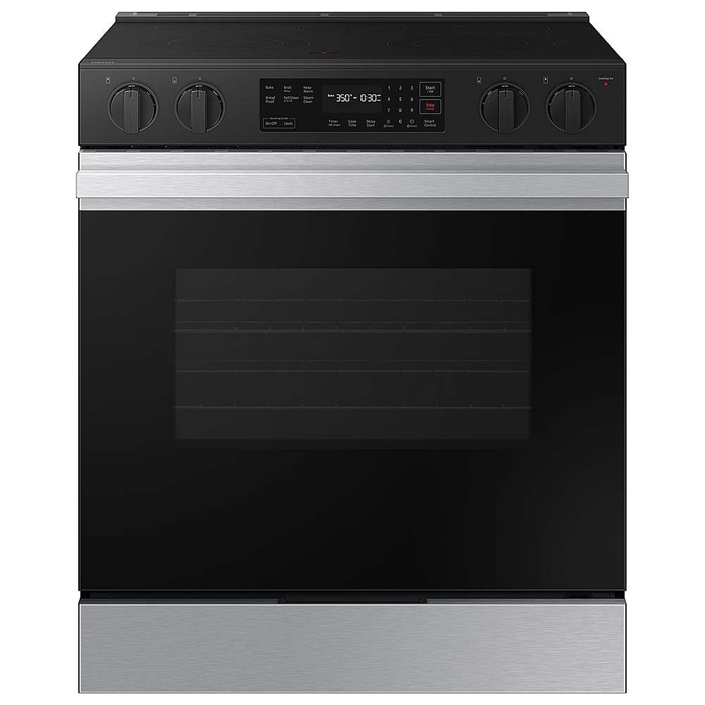 Samsung - OPEN BOX Bespoke 6.3 Cu. Ft. Slide-In Electric Range with Precision Knobs - Stainless Steel_0