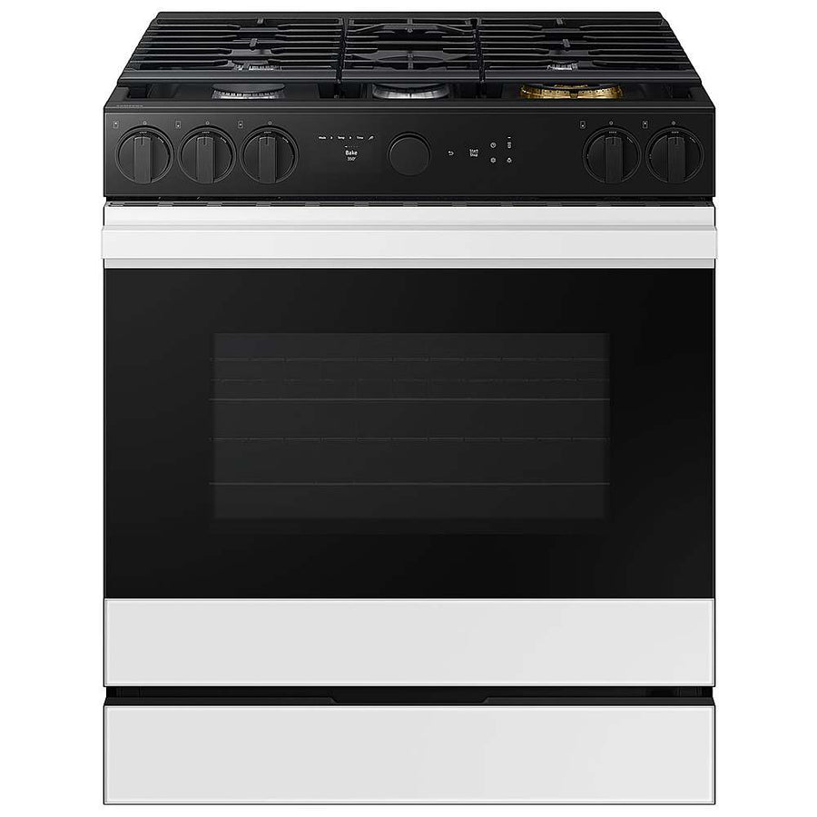Samsung - OPEN BOX Bespoke 6.0 Cu. Ft. Slide-In Gas Range with Air Sous Vide - White Glass_0