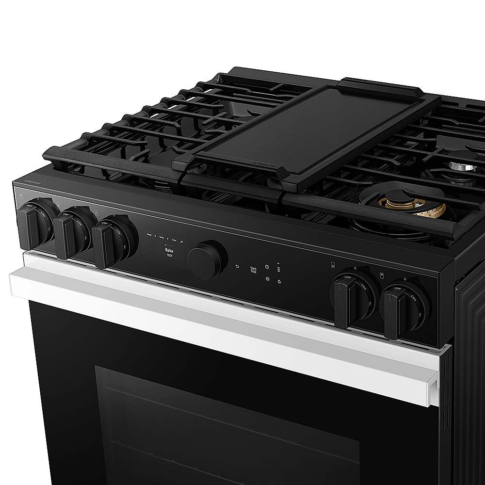 Samsung - OPEN BOX Bespoke 6.0 Cu. Ft. Slide-In Gas Range with Air Sous Vide - White Glass_6