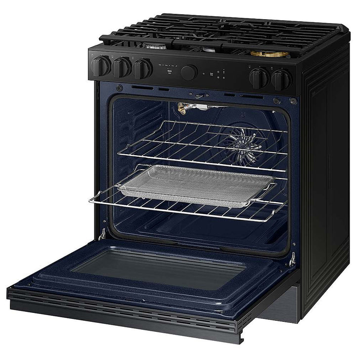 Samsung - OPEN BOX Bespoke 6.0 Cu. Ft. Slide-In Gas Range with Air Sous Vide - Matte Black Steel_4