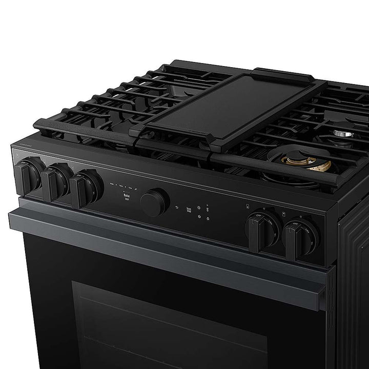 Samsung - OPEN BOX Bespoke 6.0 Cu. Ft. Slide-In Gas Range with Air Sous Vide - Matte Black Steel_6