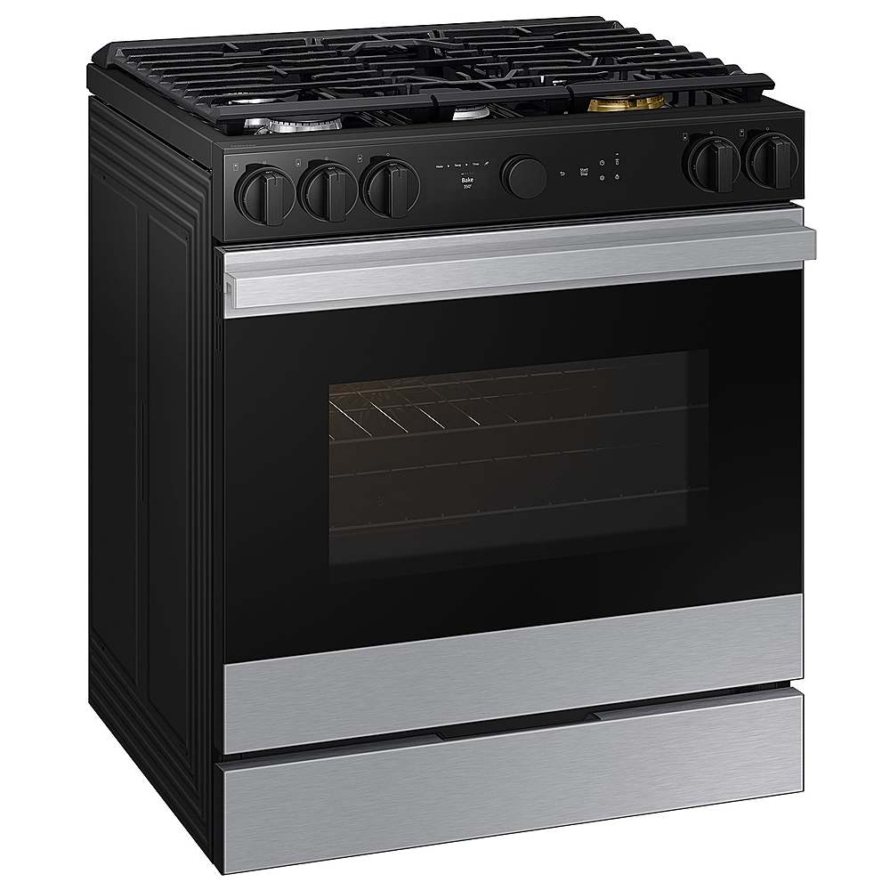 Samsung - OPEN BOX Bespoke 6.0 Cu. Ft. Slide-In Gas Range with Smart Oven Camera - Stainless Steel_2