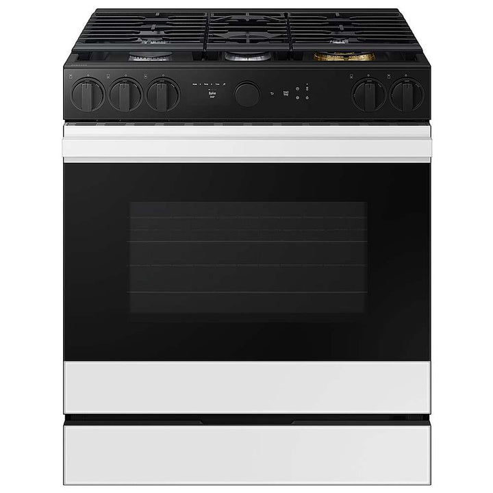 Samsung - OPEN BOX Bespoke 6.0 Cu. Ft. Slide-In Gas Range with Smart Oven Camera - White Glass_2