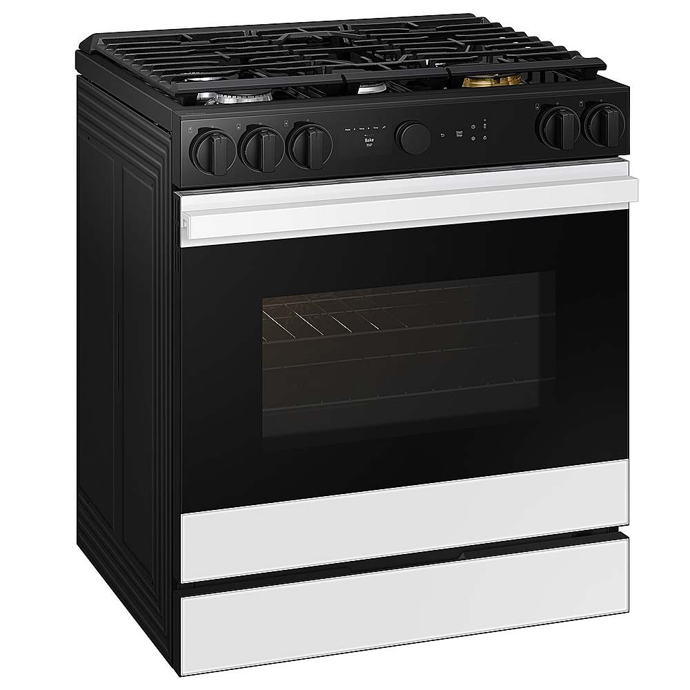 Samsung - OPEN BOX Bespoke 6.0 Cu. Ft. Slide-In Gas Range with Smart Oven Camera - White Glass_3