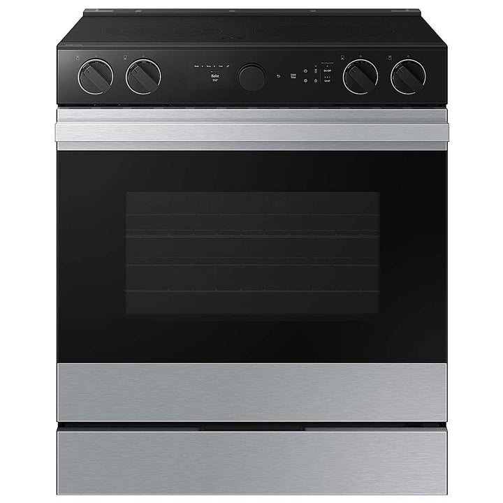 Samsung - OPEN BOX Bespoke 6.3 Cu. Ft. Slide-In Electric Range with Smart Oven Camera - Stainless Steel_0