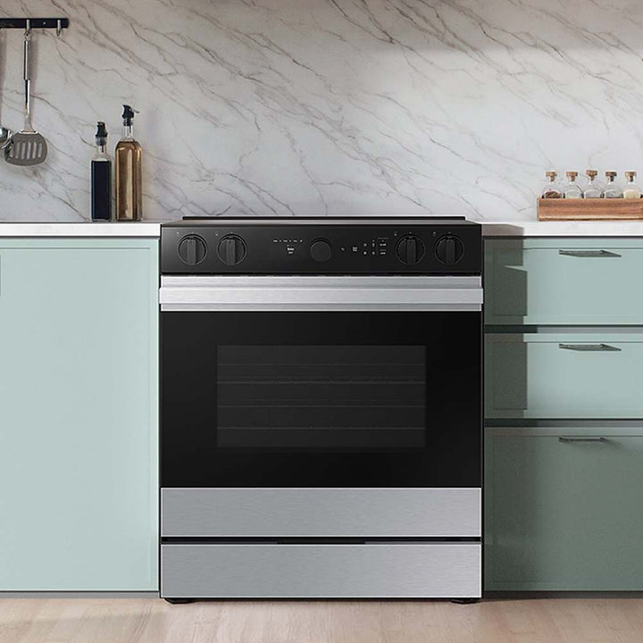 Samsung - OPEN BOX Bespoke 6.3 Cu. Ft. Slide-In Electric Range with Smart Oven Camera - Stainless Steel_1