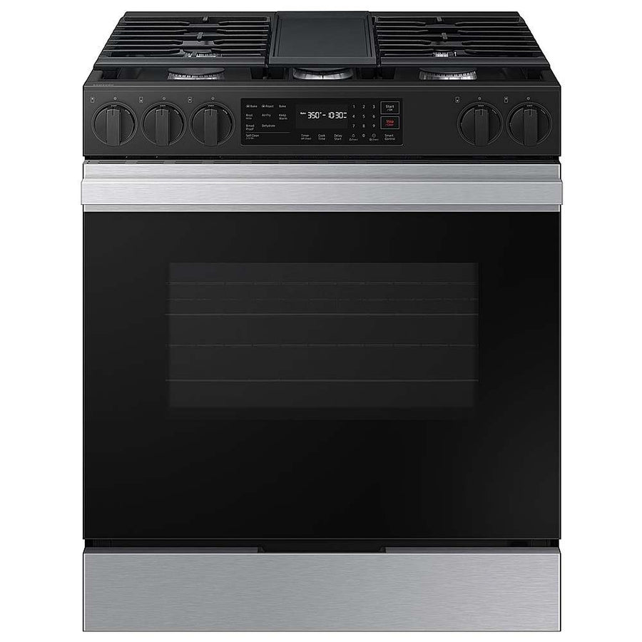 Samsung - OPEN BOX Bespoke 6.0 Cu. Ft. Slide-In Gas Range with Air Fry - Stainless Steel_0