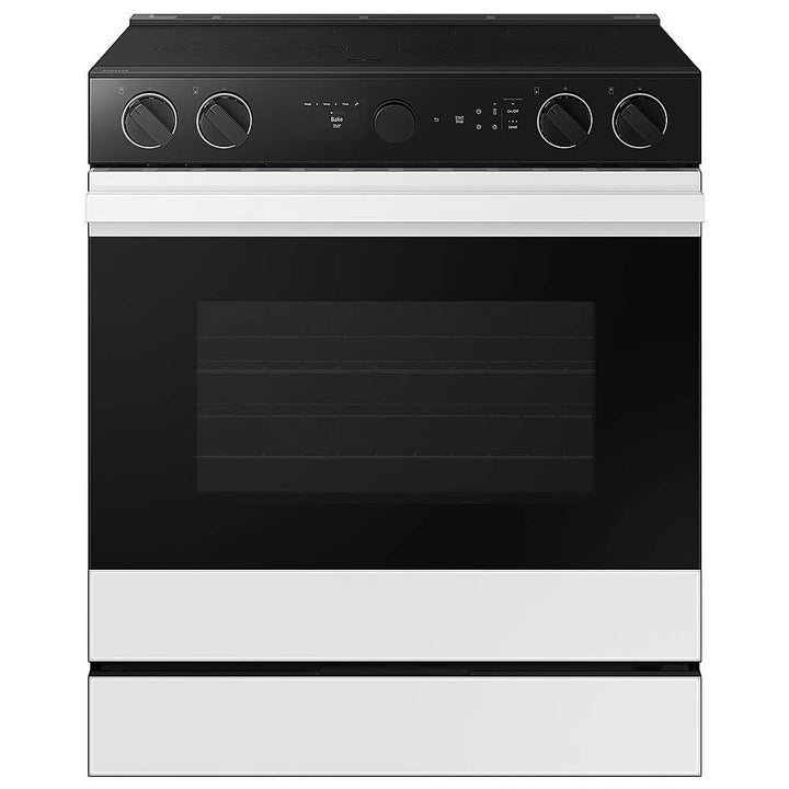Samsung - OPEN BOX Bespoke 6.3 Cu. Ft. Slide-In Electric Range with Smart Oven Camera - White Glass_0