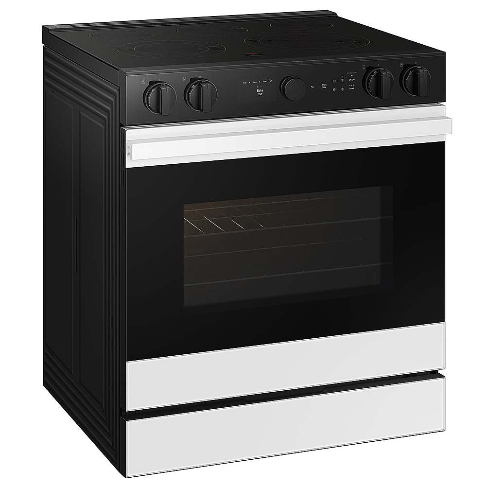 Samsung - OPEN BOX Bespoke 6.3 Cu. Ft. Slide-In Electric Range with Smart Oven Camera - White Glass_2