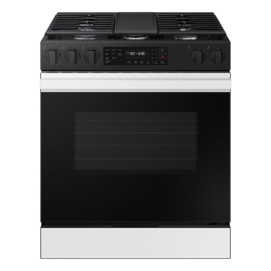 Samsung - OPEN BOX Bespoke 6.0 Cu. Ft. Slide-In Gas Range with Air Fry - White Glass_0