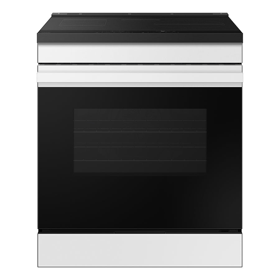 Samsung - OPEN BOX Bespoke 6.3 Cu. Ft. Slide-In Electric Induction Range with Air Fry - White Glass_0