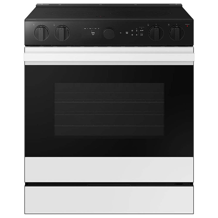 Samsung - OPEN BOX Bespoke 6.3 Cu. Ft. Slide-In Electric Range with Air Sous Vide - White Glass_0