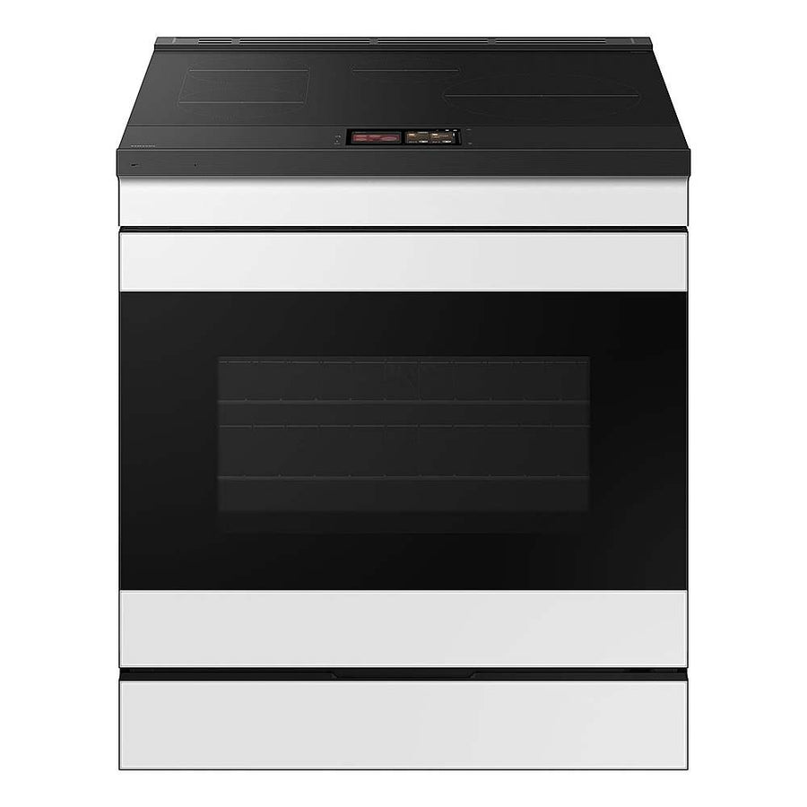Samsung - OPEN BOX Bespoke 6.3 Cu. Ft. Slide-In Electric Induction Range with AI Home Display - White Glass_0