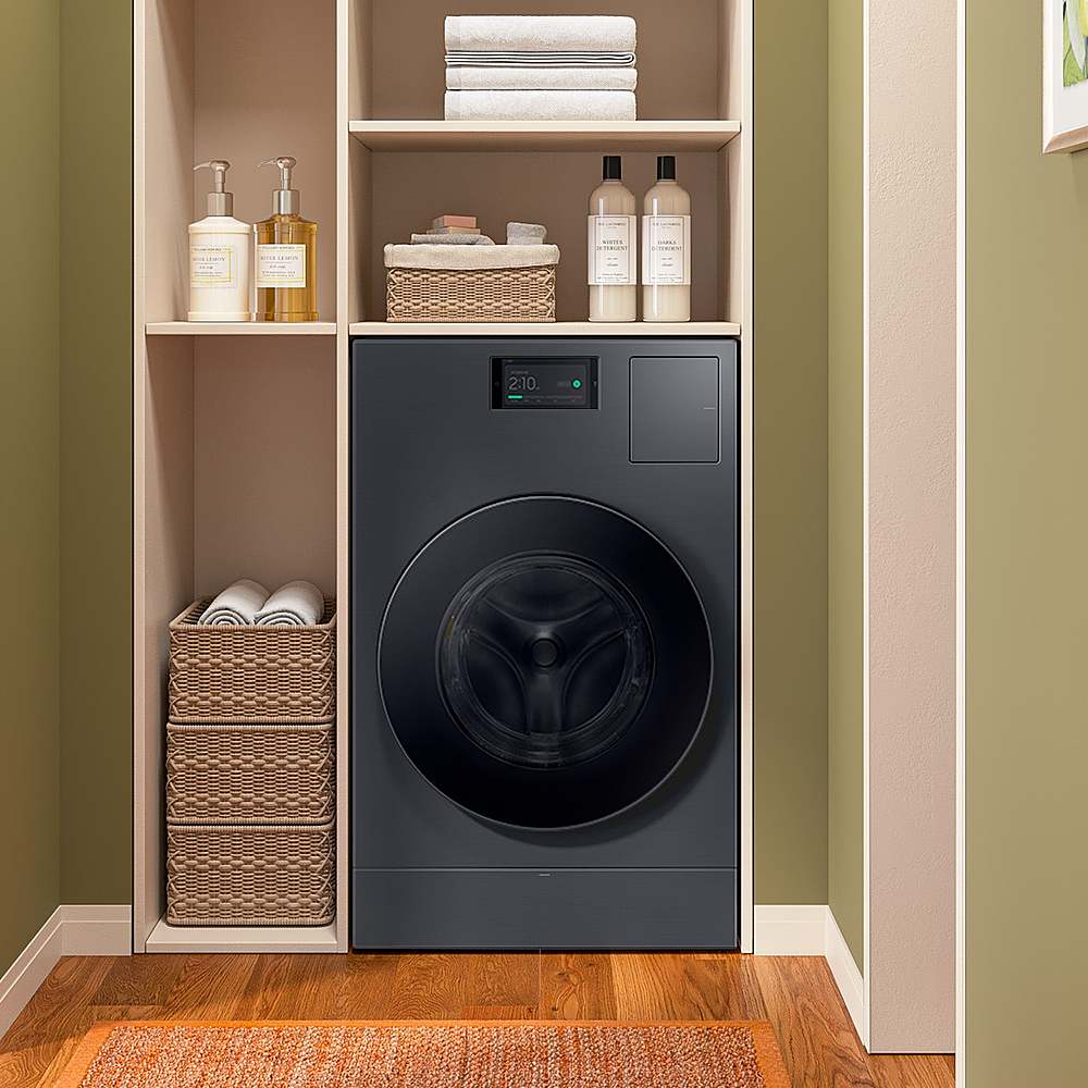 Samsung - OPEN BOX Bespoke AI Laundry Combo 5.3 Cu. Ft. All-in-One Washer with Super Speed and Ventless Heat Pump Electric Dryer - Dark Steel_1