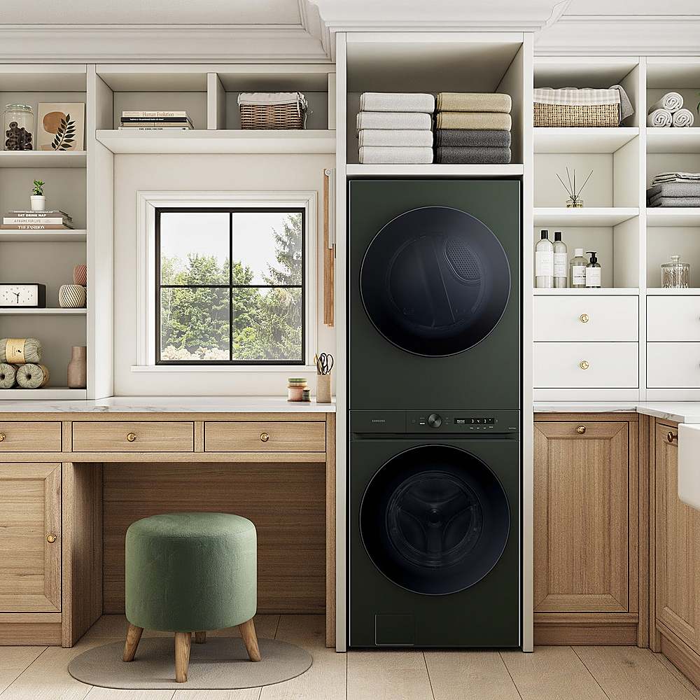Samsung - OPEN BOX 5.3 Cu. Ft. Washer with AI OptiWash and 7.6 Cu. Ft. Gas Dryer - Satin Green_1