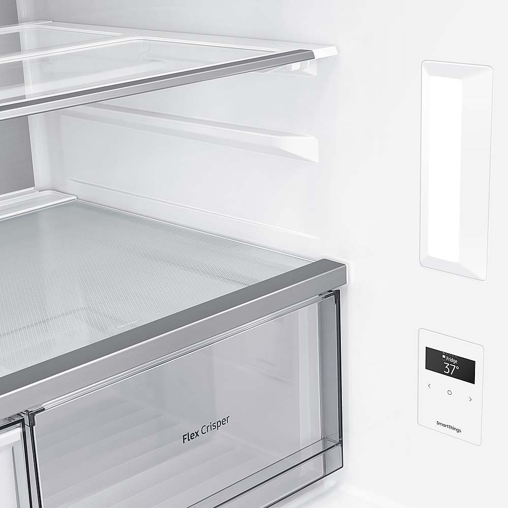 Samsung - OPEN BOX Bespoke 23 Cu. Ft. 4-Door Flex French Door Counter Depth Refrigerator with Beverage Center - White Glass_9