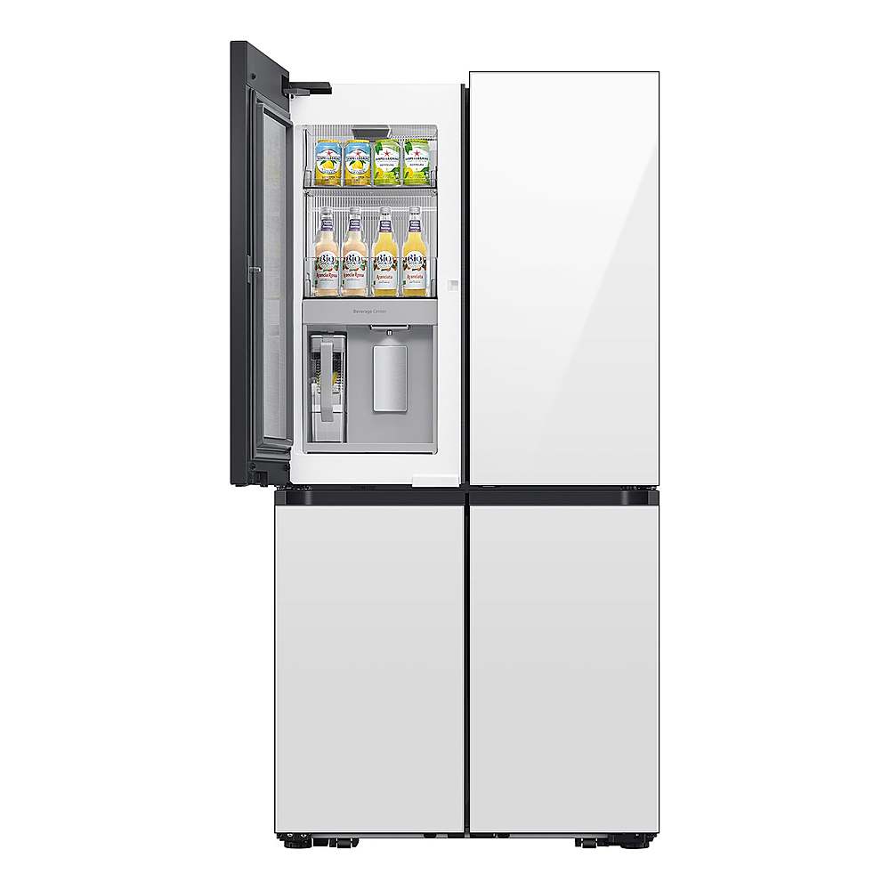 Samsung - OPEN BOX Bespoke 23 Cu. Ft. 4-Door Flex French Door Counter Depth Refrigerator with Beverage Zone and Auto Open Door - White Glass_1