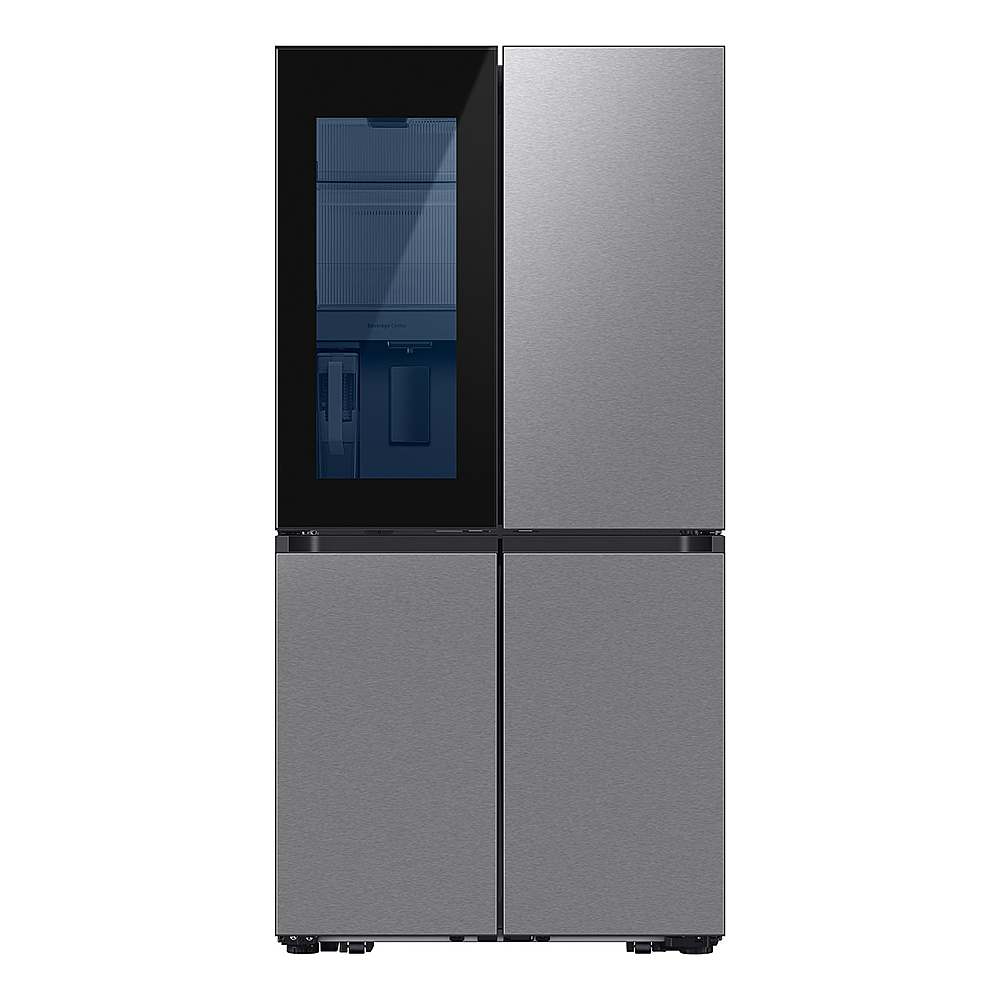 Samsung - OPEN BOX Bespoke 23 Cu. Ft. 4-Door Flex French Door Counter Depth Refrigerator with Beverage Zone and Auto Open Door - Stainless Steel_0