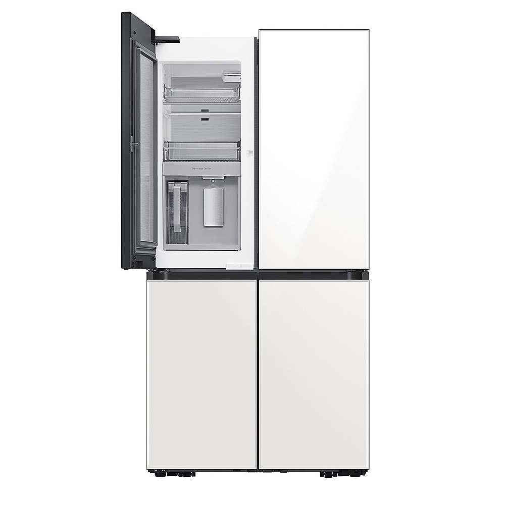 Samsung - OPEN BOX Bespoke 29 Cu. Ft. 4-Door Flex French Door Refrigerator with Beverage Center - White Glass_1
