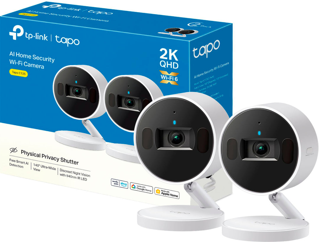 TP-Link - Tapo Indoor Smart 2K Wi-Fi Security Plug-In Camera with Automated Privacy Shutter and Magnetic Base (2-pack) - White_2