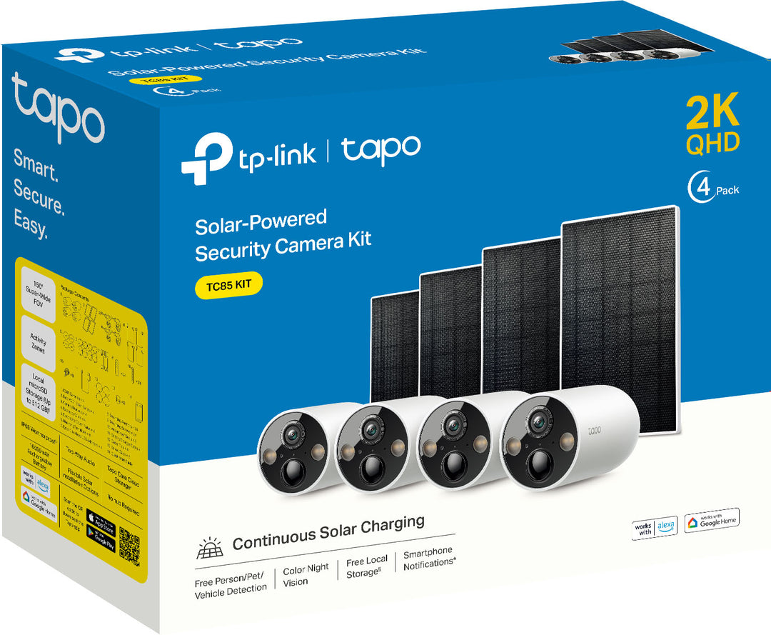 TP-Link Tapo - 4-pack Outdoor Battery-Powered Wireless 2K QHD Security Camera with 4 Solar Panels - White_7