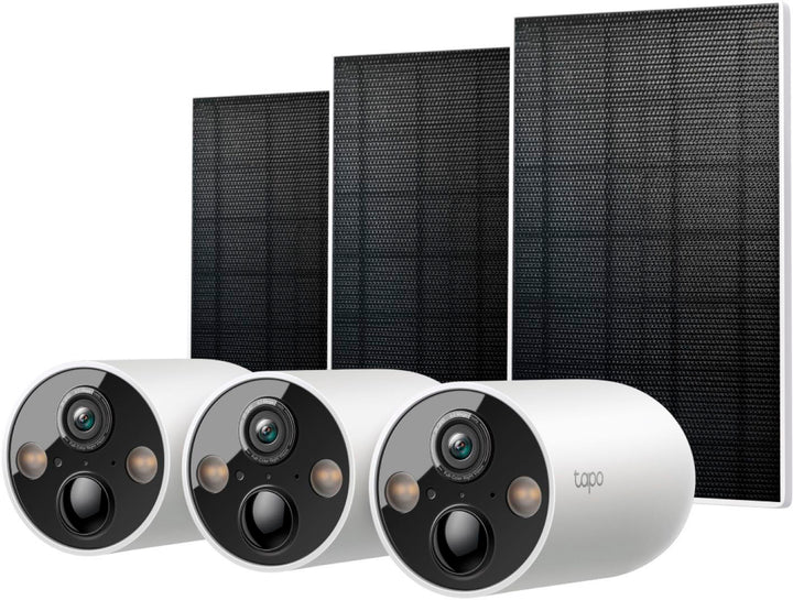 TP-Link Tapo - 3-pack Outdoor Battery-Powered Wireless 2K QHD Security Camera with 3 Solar Panels - White_0