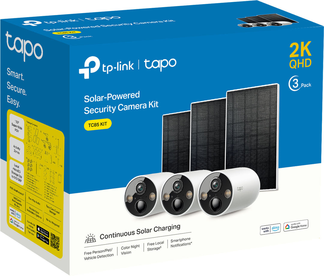 TP-Link Tapo - 3-pack Outdoor Battery-Powered Wireless 2K QHD Security Camera with 3 Solar Panels - White_7