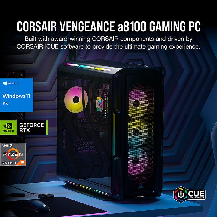 CORSAIR - VENGEANCE a8100 Gaming Desktop - AMD Ryzen 9 7950X - 64GB DDR5 5600 MHz Memory - NVIDIA GeForce RTX 4090 - 4TB SSD - Black_6