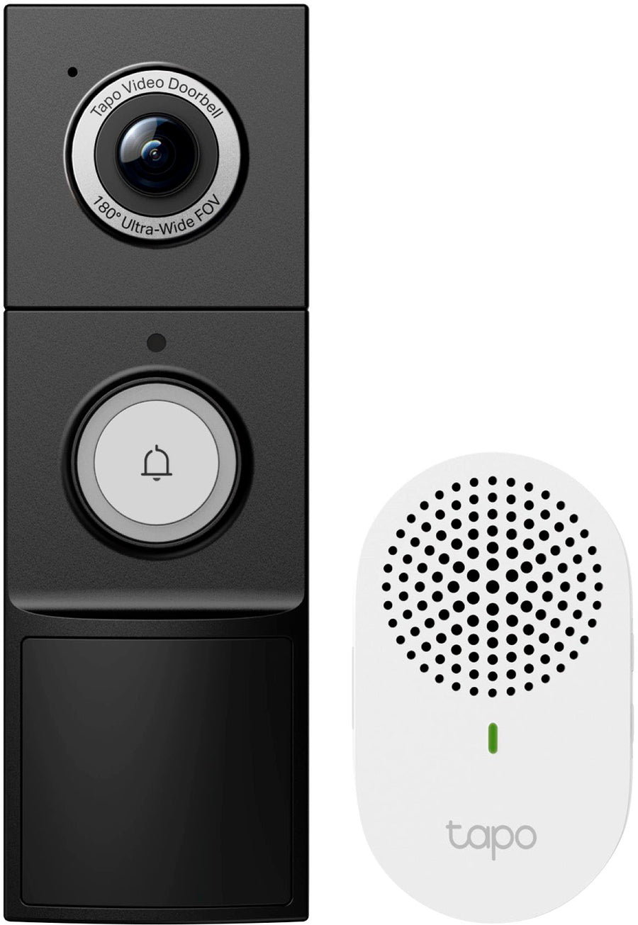 TP-Link Tapo - Battery-Powered/Wired Video Doorbell 2K 5MP Live View with Chime - Black_0