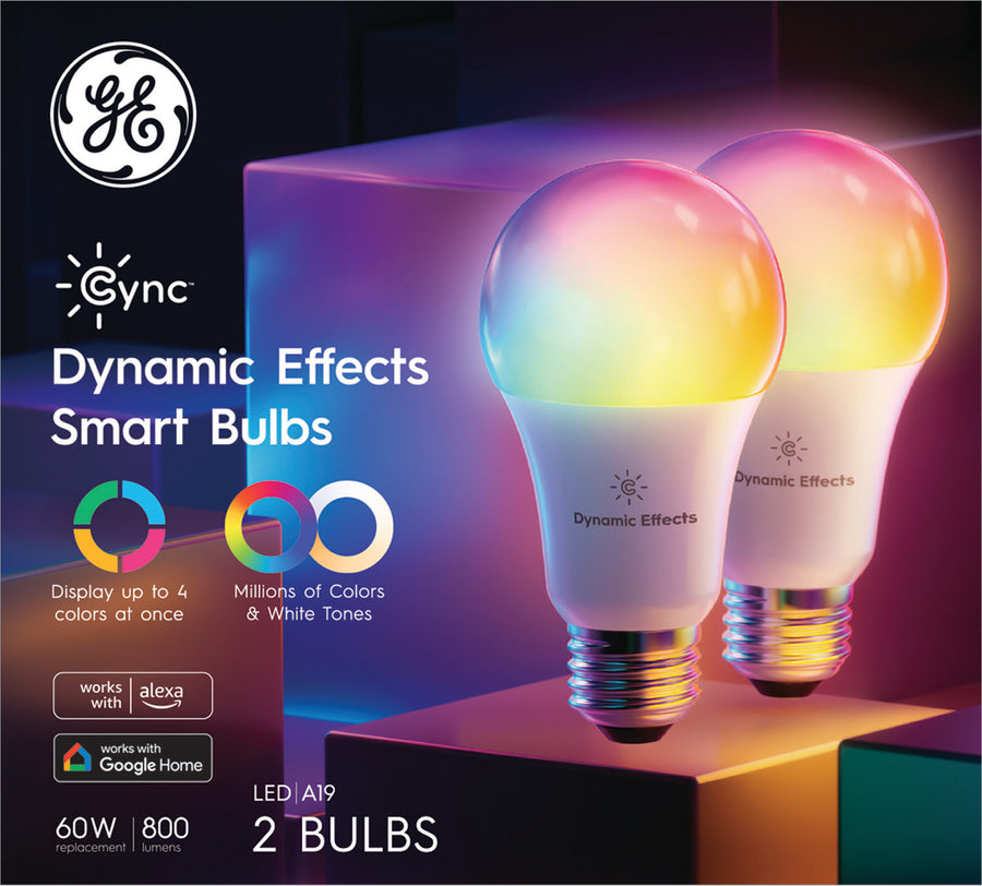 GE - Cync Dynamic Effects A19 Smart LED Bulbs (2-Pack) - Full Color_0