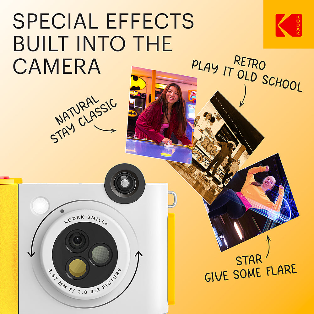 Kodak - Smile+ Wireless 2x3 Digital Instant Print Camera with Effect Lenses & Zink Technology - White_1