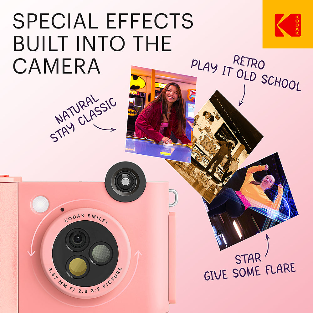 Kodak - Smile+ Wireless 2x3 Digital Instant Print Camera with Effect Lenses & Zink Technology - Pink_1