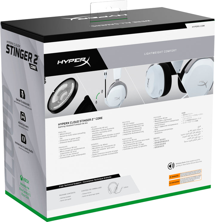 HyperX - CloudX Stinger 2 Core Wired Gaming Headset for Xbox One and Xbox Series X|S - White_5
