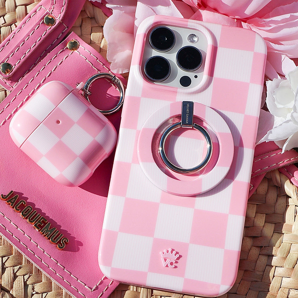 Velvet Caviar - Checkered MagSafe iPhone 15 Pro Case - Pink_5