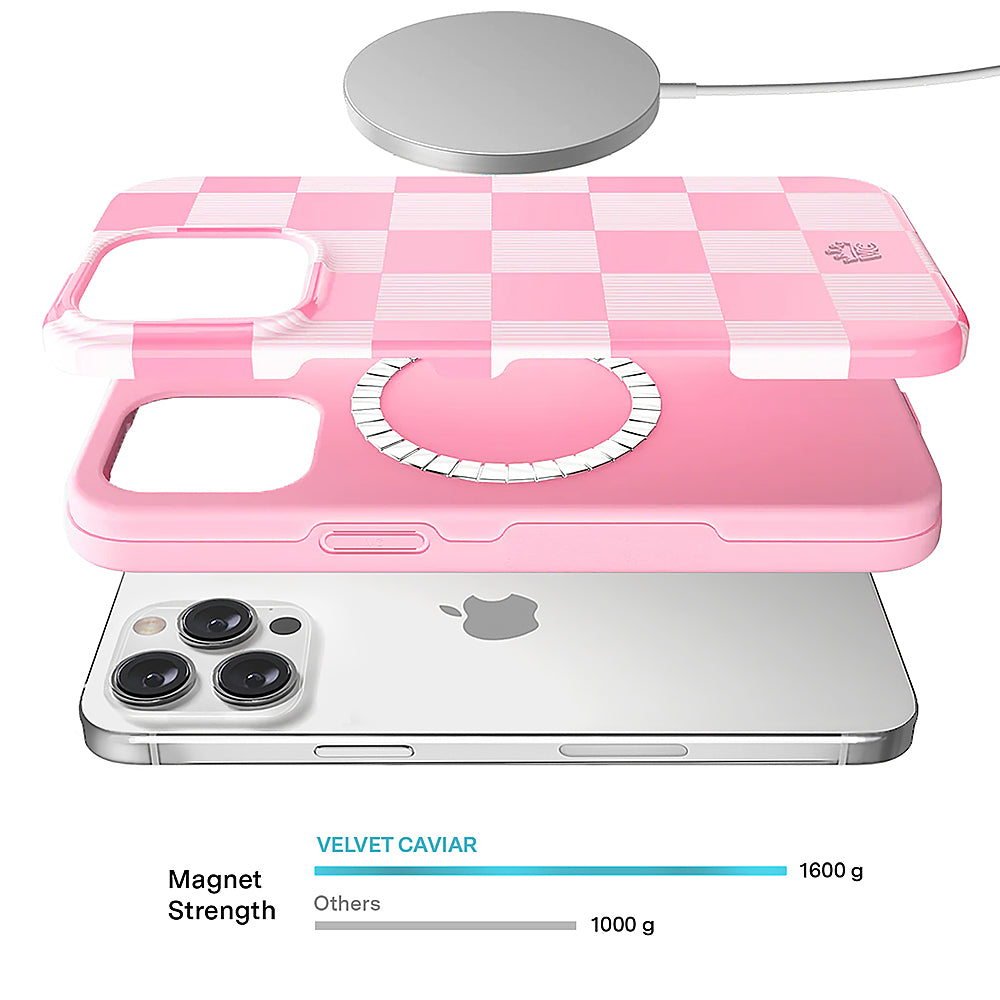 Velvet Caviar - Checkered MagSafe iPhone 15 Pro Case - Pink_1