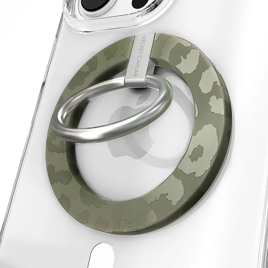 Velvet Caviar - MagSafe Grip Ring for Most Cell Phones - Olive Leopard_0