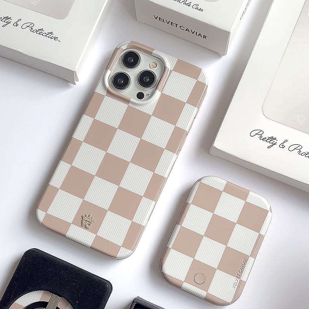 Velvet Caviar - Checkered MagSafe iPhone 15 Pro Max Case - Nude_1