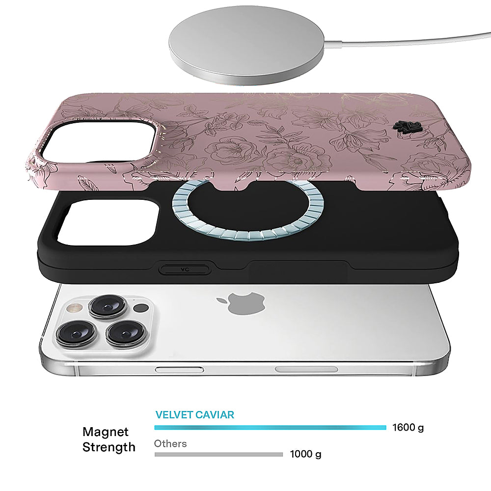 Velvet Caviar - MagSafe iPhone 15 Pro Case - Chrome Floral Dusty Rose_2