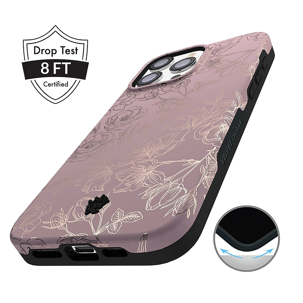 Velvet Caviar - MagSafe iPhone 15 Pro Case - Chrome Floral Dusty Rose_1