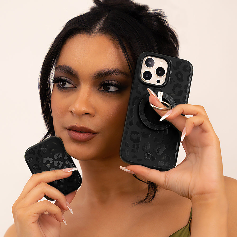 Velvet Caviar - MagSafe Grip Ring for Most Cell Phones - Black Leopard_5
