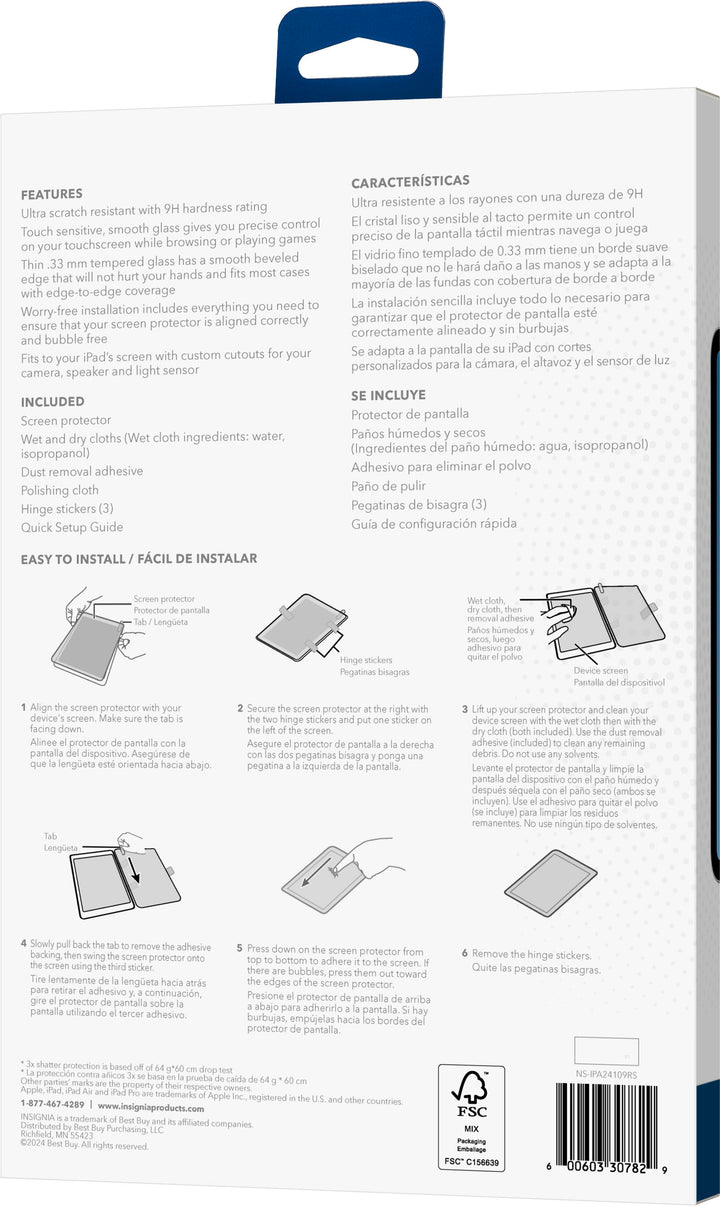 Insignia™ - Glass Screen Protector for iPad 10.9" (10th Generation 2022), iPad Air 11" (M2) & iPad Pro 11" (M4) - Clear_5