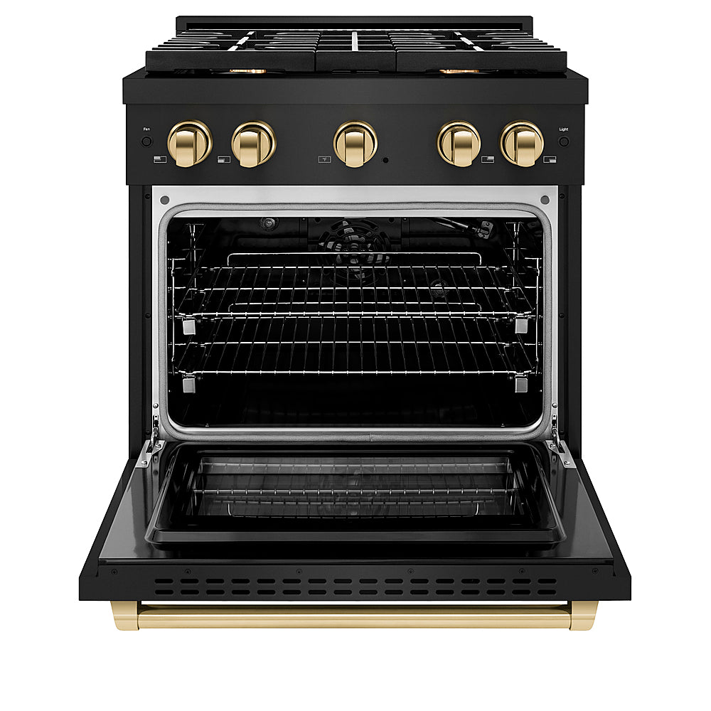 ZLINE 30 in. 4.2 cu. ft. Freestanding Gas Range with  Gas Oven in Black Stainless Steel and Polished Gold Accents_7