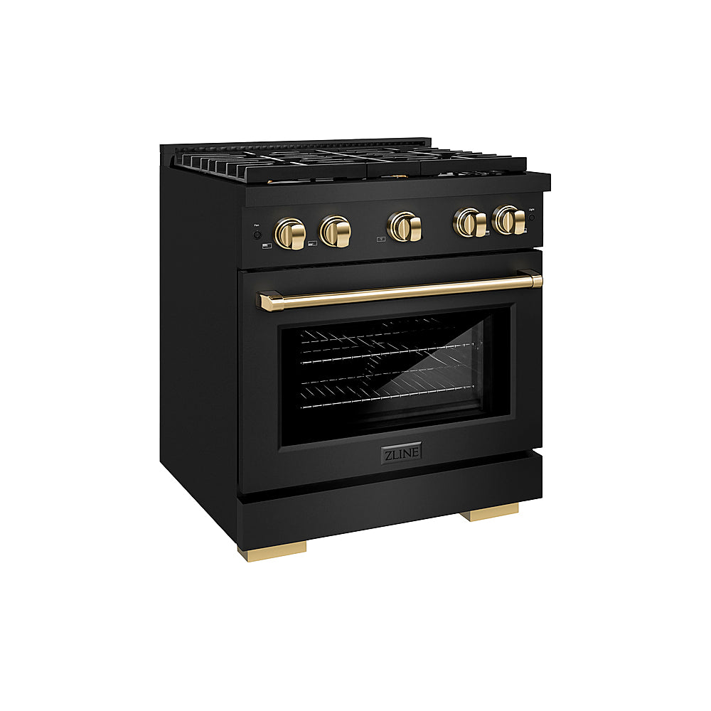 ZLINE 30 in. 4.2 cu. ft. Freestanding Gas Range with  Gas Oven in Black Stainless Steel and Polished Gold Accents_8