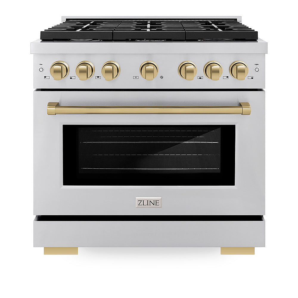 ZLINE 36 in. 5.2 cu. ft. Freestanding Gas Range withGas Oven in Stainless Steel and Champagne Bronze Accents - Stainless Steel_8