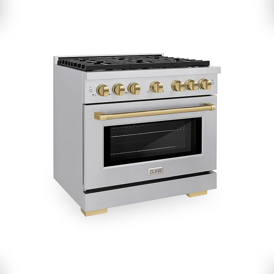 ZLINE 36 in. 5.2 cu. ft. Freestanding Gas Range withGas Oven in Stainless Steel and Champagne Bronze Accents - Stainless Steel_0