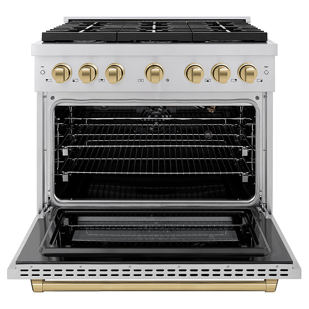 ZLINE 36 in. 5.2 cu. ft. Freestanding Gas Range withGas Oven in Stainless Steel and Champagne Bronze Accents - Stainless Steel_9